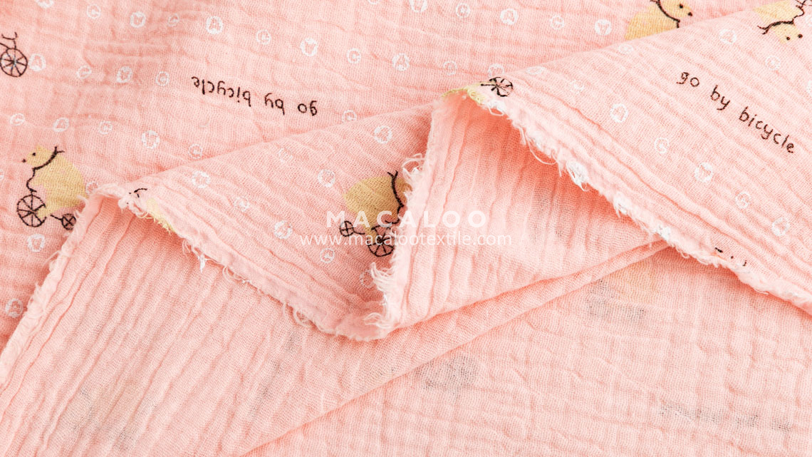 Wholesale printed sand wash double gauze fabric 