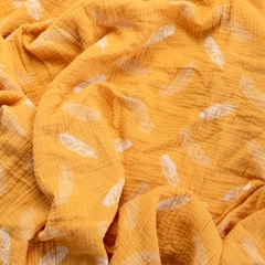 Motif plumes 100% organic cotton custom print muslin swaddle blanket