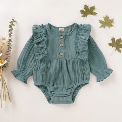 Hot selling 100% cotton long sleeve organic baby wears romper