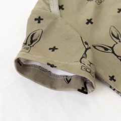 Custom rabbit printed short sleeve infant jumper so soft newborn baby boy summer clothes cotton rompers